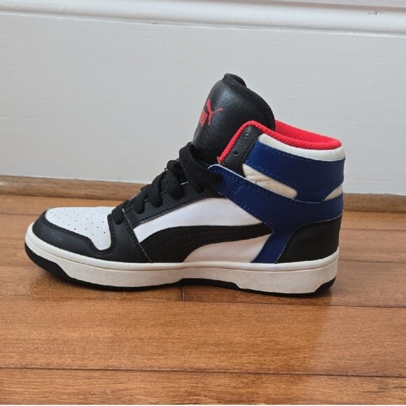 Puma Rebound high - top Black and White sneakers with Red accents size 5 - Picture 4 of 8